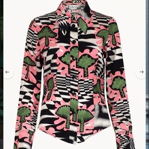 Untitled in Motion Women's Pink and Green Patterned Blouse